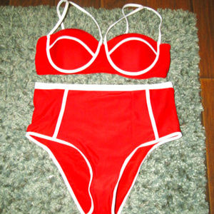 red two piece bathing suit (Never Worn!!!)